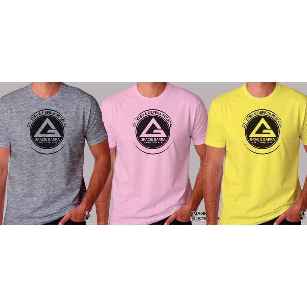 Camisa estampada Gracie barra, jujitsu e defesa pessoal destaque preto
