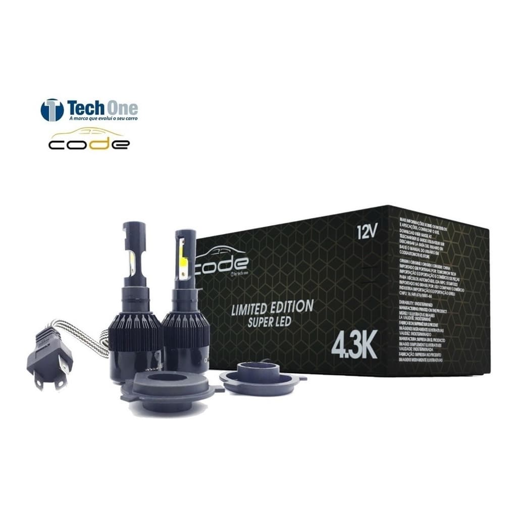 Kit Super Led 4300k Tech One Code H1 H3 H4 H7 H8 H9 H11 Hb3 Hb4
