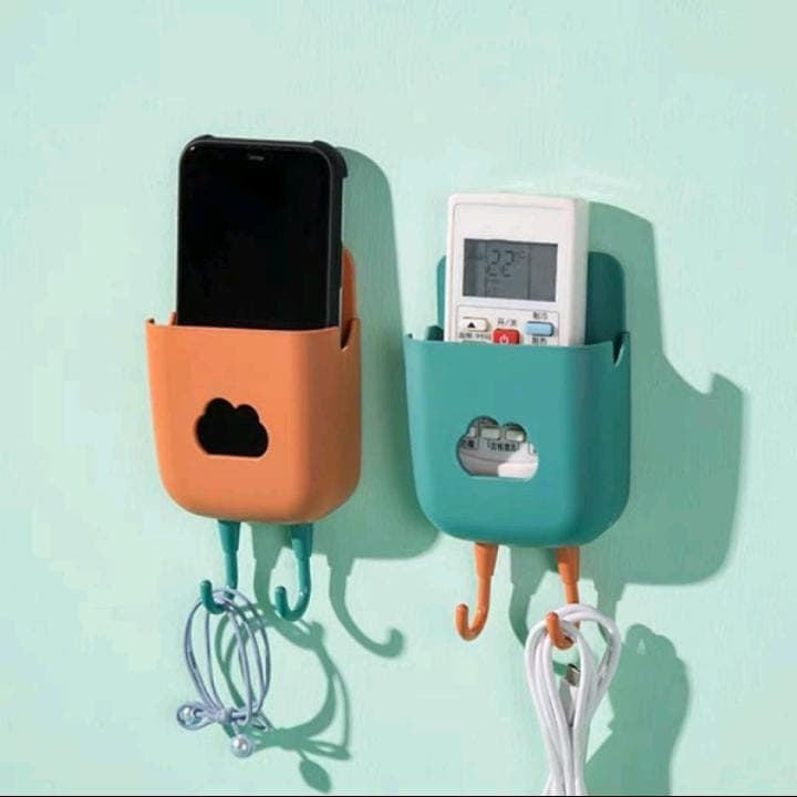 Suporte De Parede Adesivo Multiuso Para Celular Controle Plástico Com Gancho