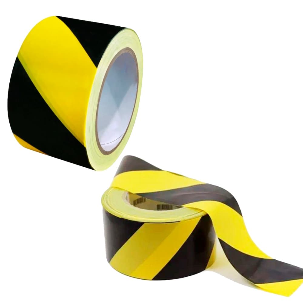 Kit 2 Fita Zebrada Sinalização Isolamento Preta/amarela 200m