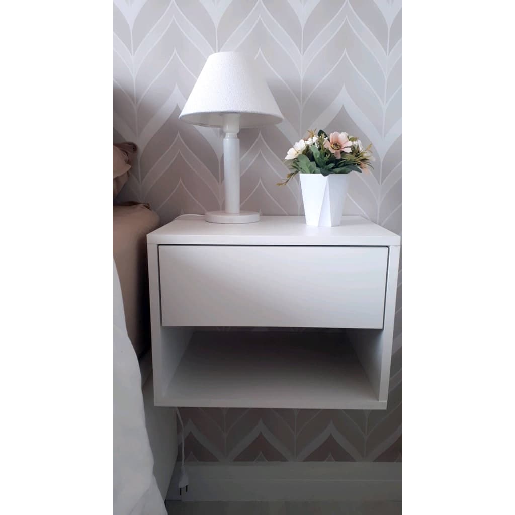 Promoção Kit 2 Mesa de Cabeceira com Gaveta Branco, 100% mdf 40cm