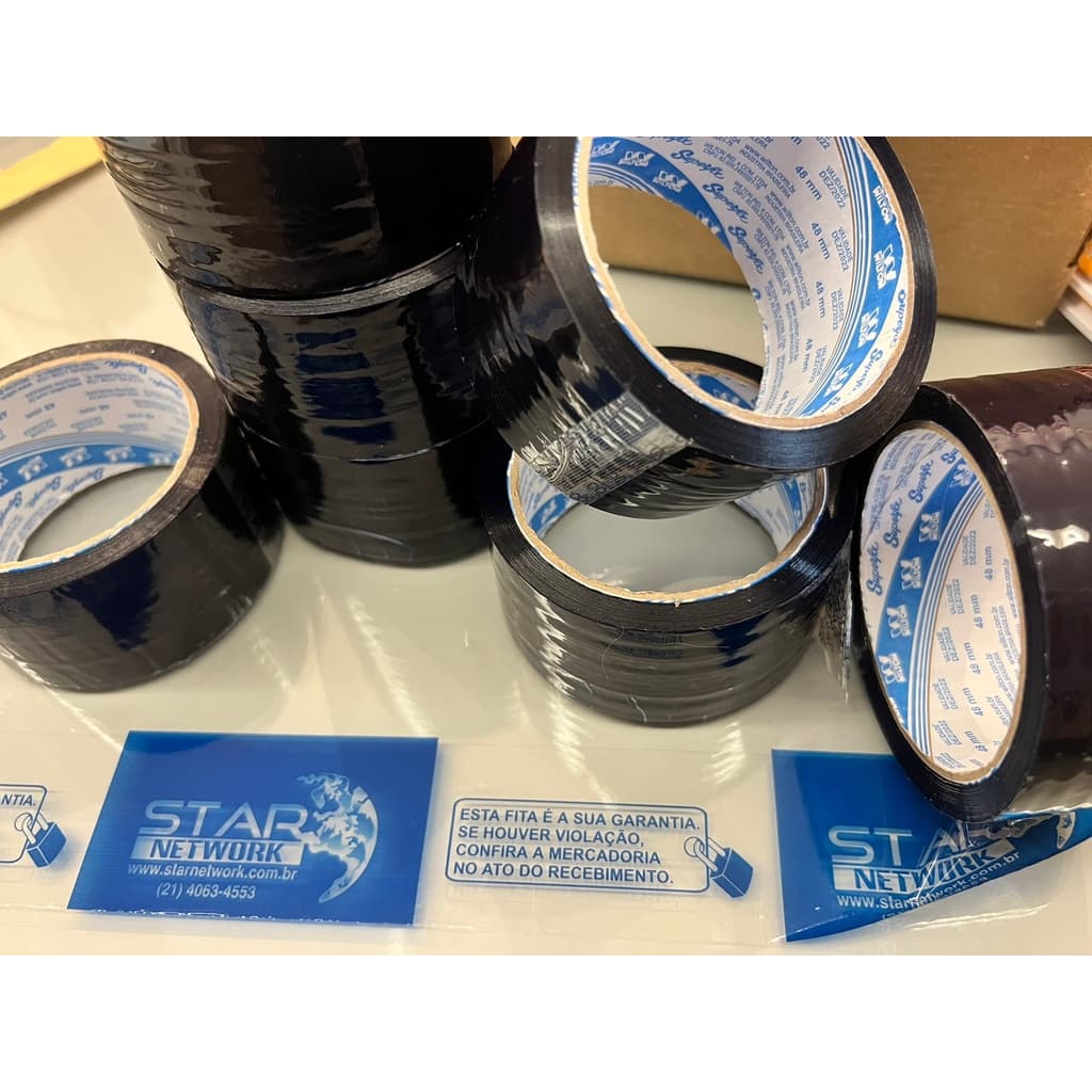 Fita durex adesiva larga para embalagens caixas de papelão para loja virtual já personalizada larga 48mm x 50m