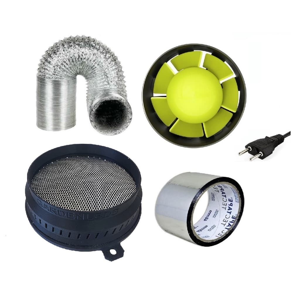 Kit Profan Exaustor 220v + Filtro de Odor Carvão Ativado + Duto + Fita Grow Cultivo Indoor