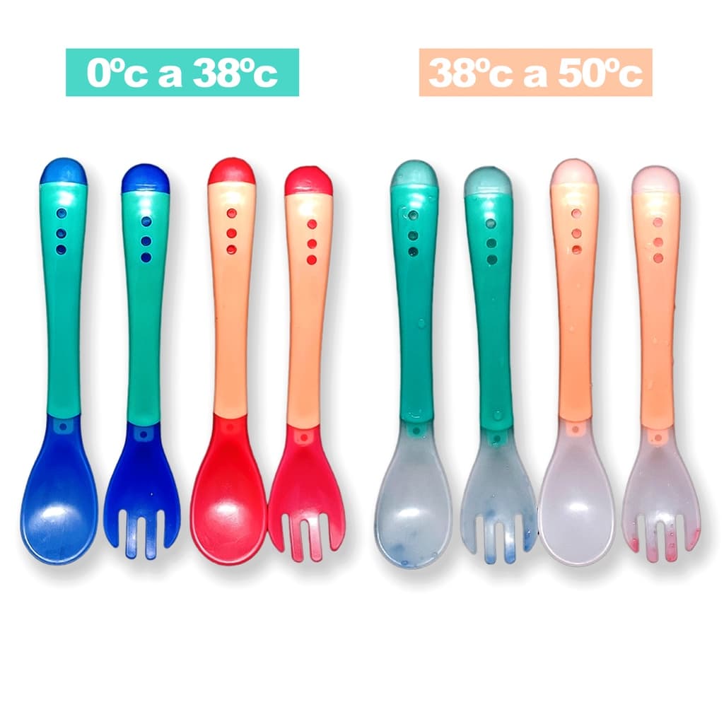 2 a 3 Colheres P/ Bebe Térmica Silicone Termo Sensível A Temperatura