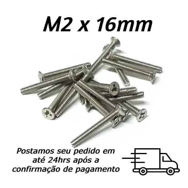 Parafuso Máquina Chato Phillips M2 X 16mm Inox