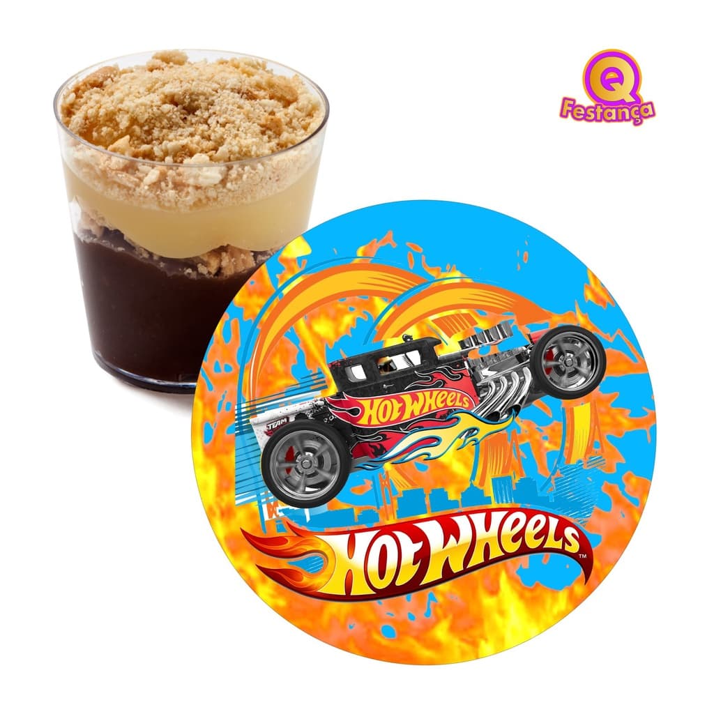 Copinhos Coloridos + Adesivos Hot Wheels Carrinho- Brigadeiro Doce no Copinho Festas Lembrancinhas