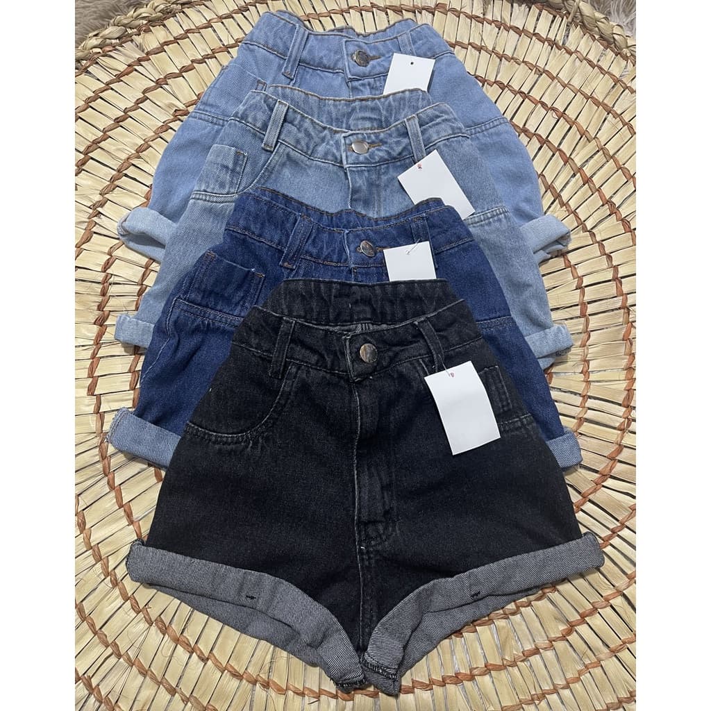Shorts mom jeans Short cintura alto sem cinto sem lycra