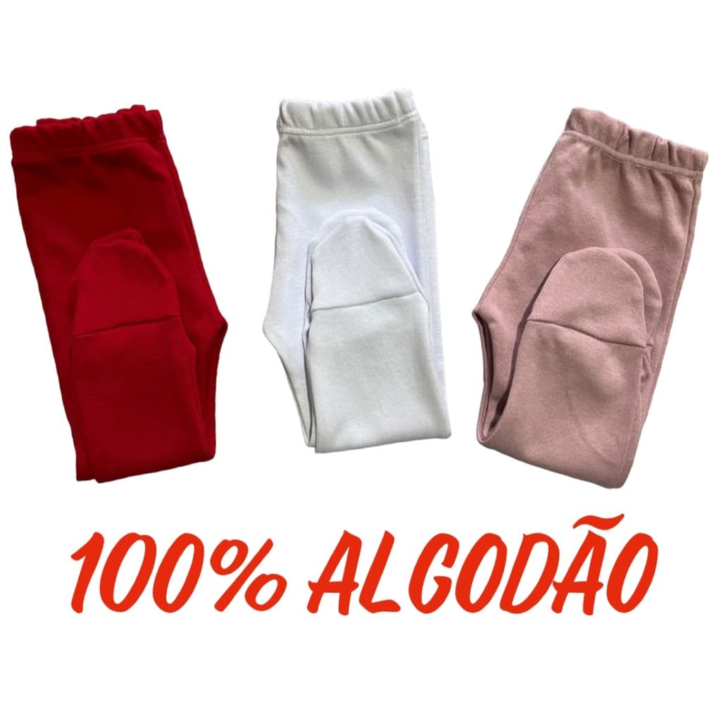 Kit C/ 3 Mijão Calça Menina Bebê Malha 100% Algodão Com Pé Kit C/ 3
