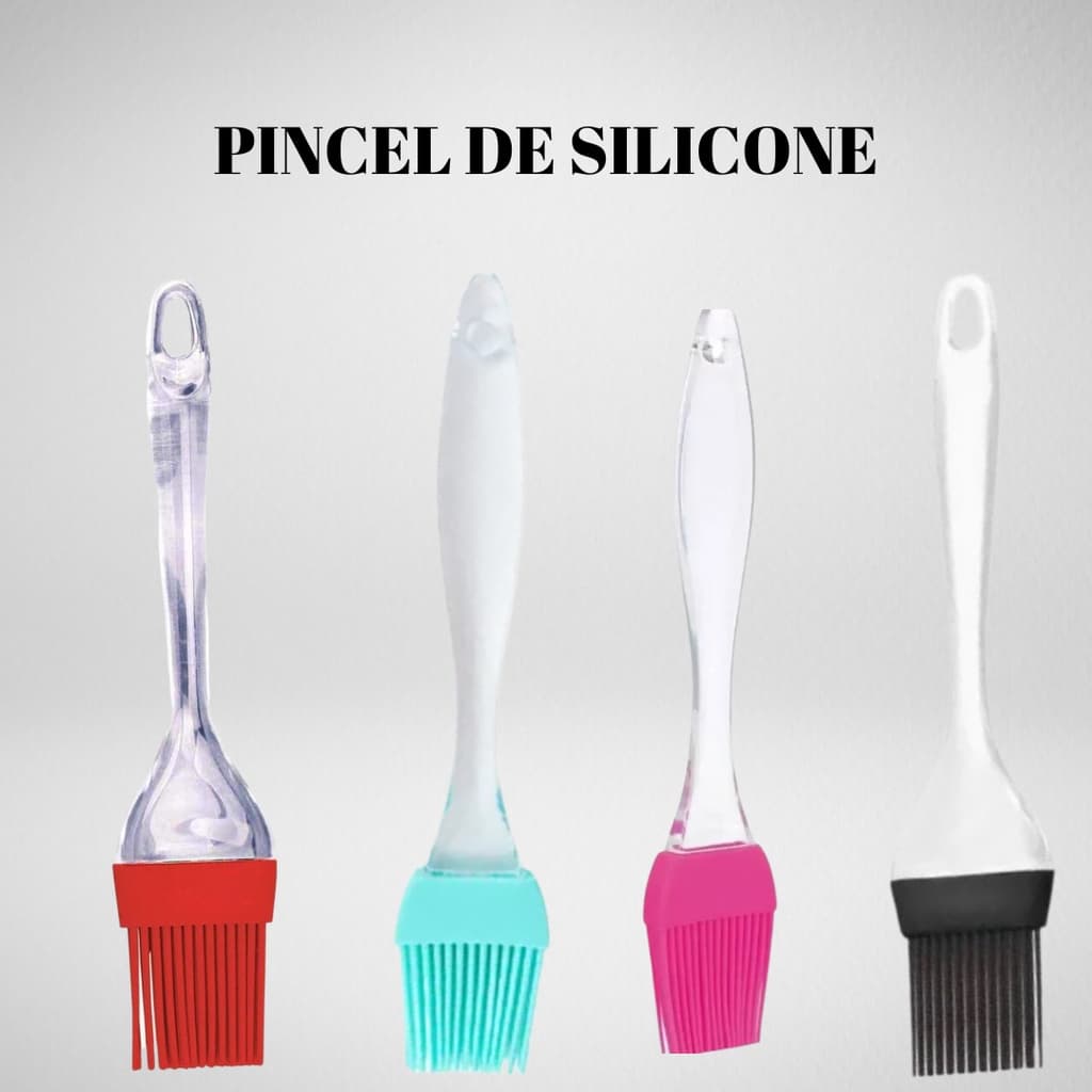 Pincel Culinário De Silicone Cabo transparente 22 x 5cm 1 unidade REF:22011