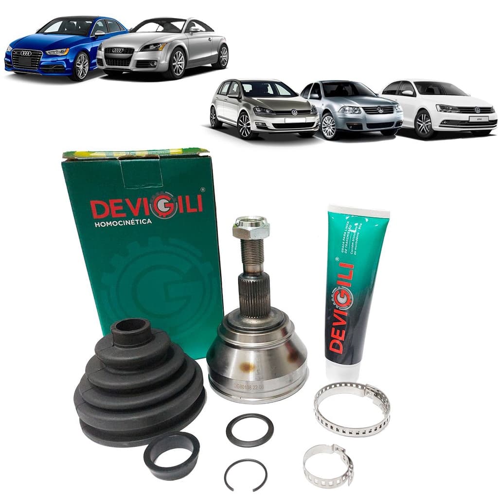 Junta Homocinética Dianteira Roda 27x36 Trava Interna Fixada com Porca Audi A3/TT 1.8 1996 a 2016/Vw Bora/Jetta/Golf/New Beetle 1997 a 2016 1J0498099E/SKU2592