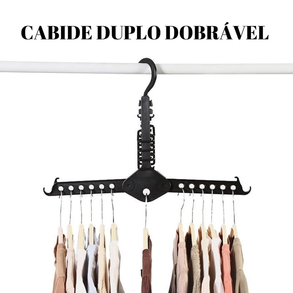 Cabide Organizador Duplo Dobrável Triplique O Seu Armário 1 unidade 33x47cm REF: 70084