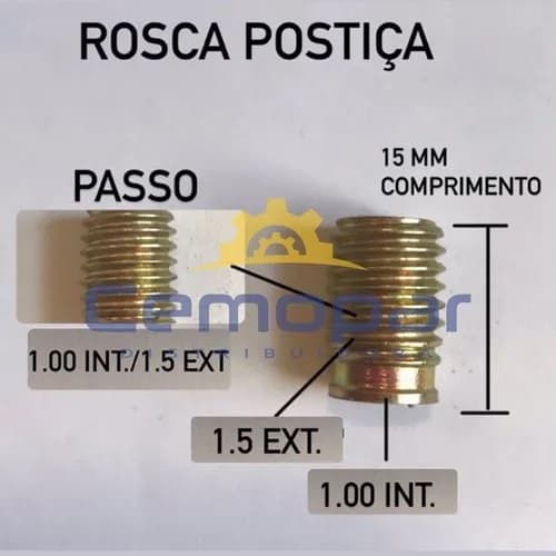 Bucha Rosca Postiça 06x8x1,25 Para Parafuso M 6 Kit - 10 Peças
