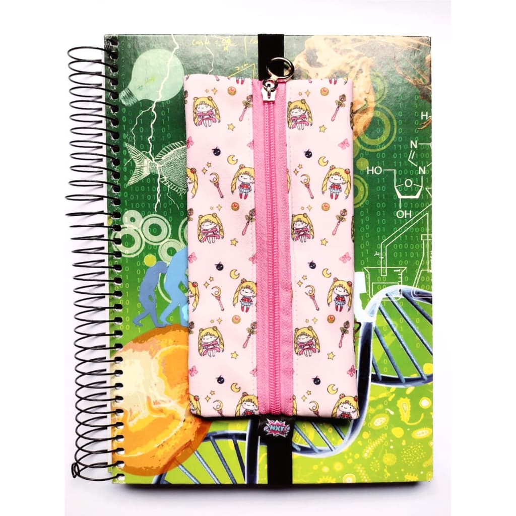 Estojo escolar com elástico para prender no caderno Sailor Moon / Anime / Mangá / Otaku / Fofo / Cute / Kawaii