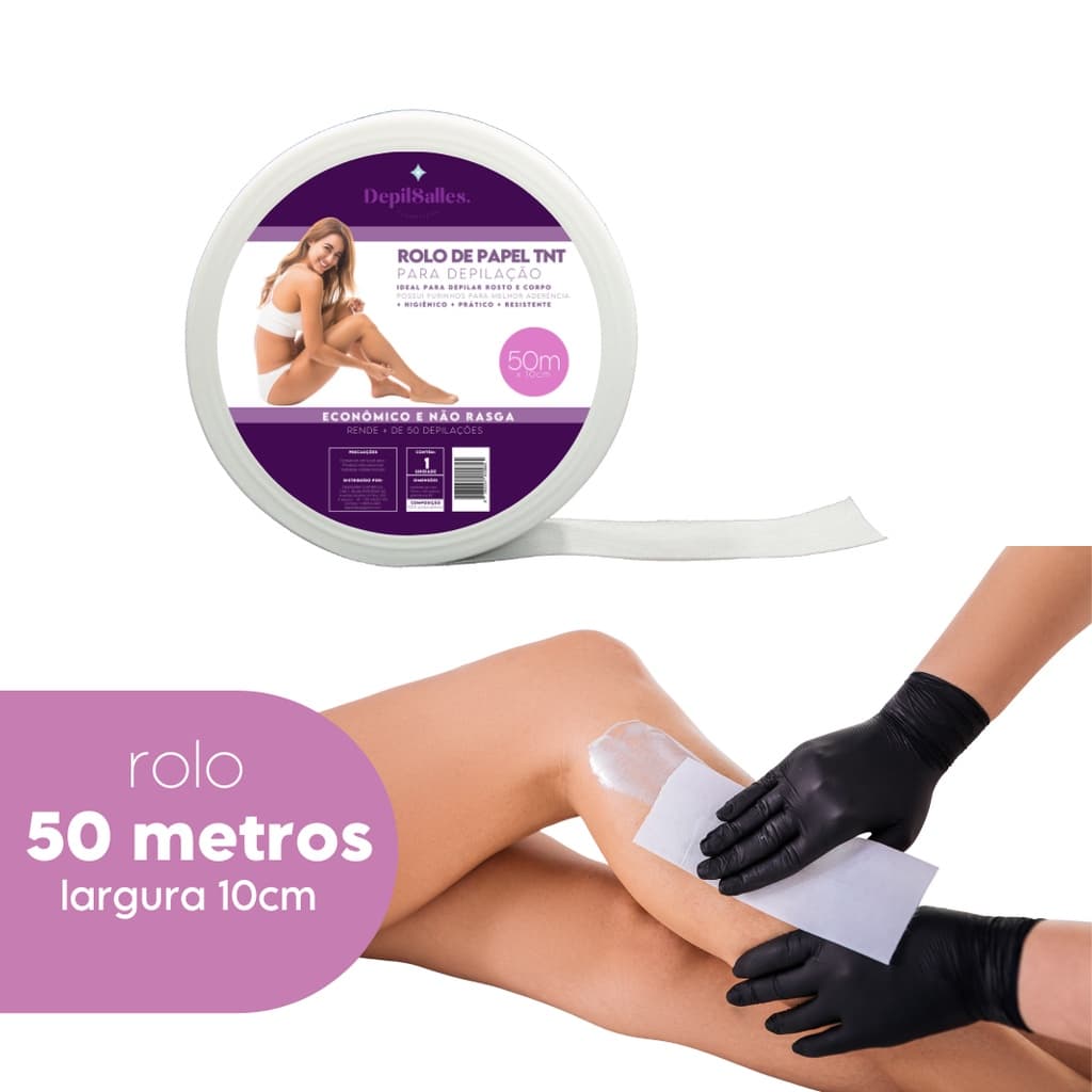 Rolo Lenço Papel Para Depilação Em TNT 50m X 10cm - Depilsalles