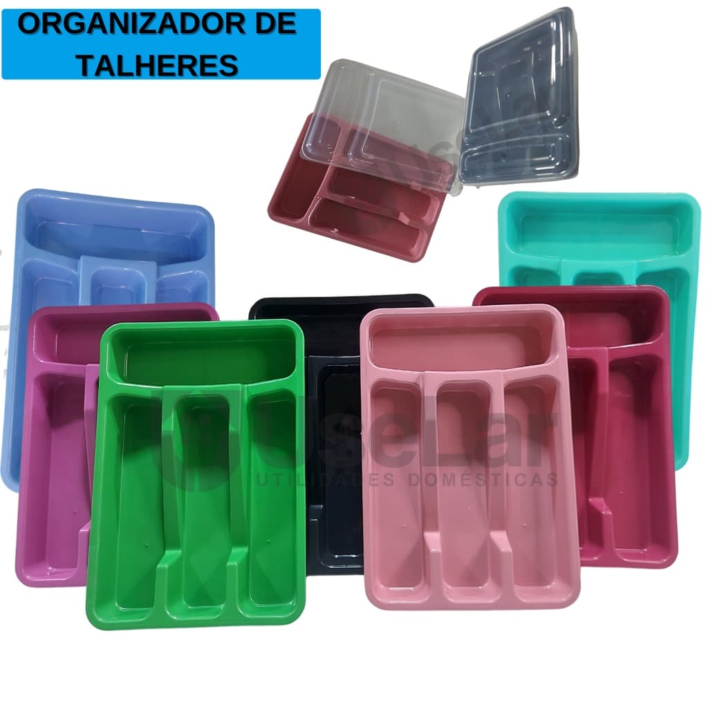 Porta Talheres Organizador de Gaveta 4 Divisórias Com e Sem Tampa