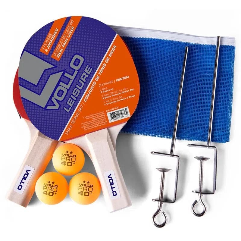 Kit De Ping Pong Tenis De Mesa Completo Vollo com 2 Raquetes 3 Bolas e Rede