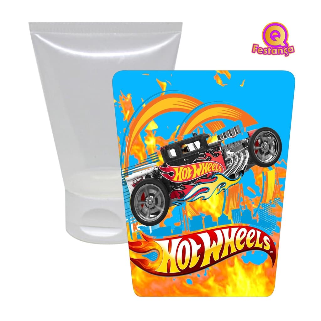 Bisnaga 30ml + Adesivo Hot Wheels VÁRIAS CORES - Lembrancinha Festa Brigadeiro Álcool Gel