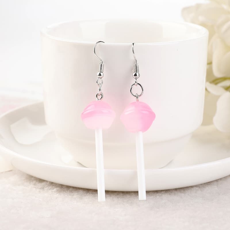 Brinco Diferenciado Pirulito Rosa Pink Acessório Fofo Kawaii