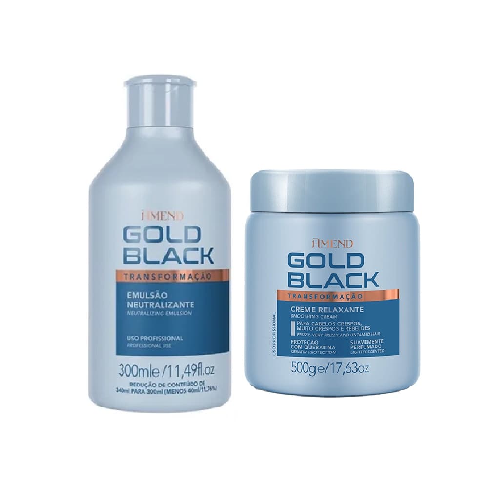 (FULL)Kit Creme Relaxante + Neutralizante Amend Gold Black