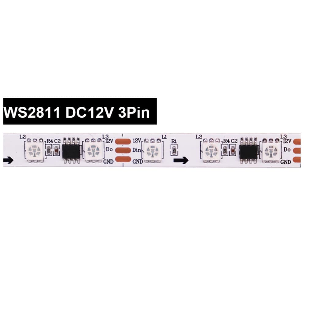 Fita Led Endereçavel 1 /  2 / 3 Metros Ws2811 12v 300 Leds Ip65 RGB
