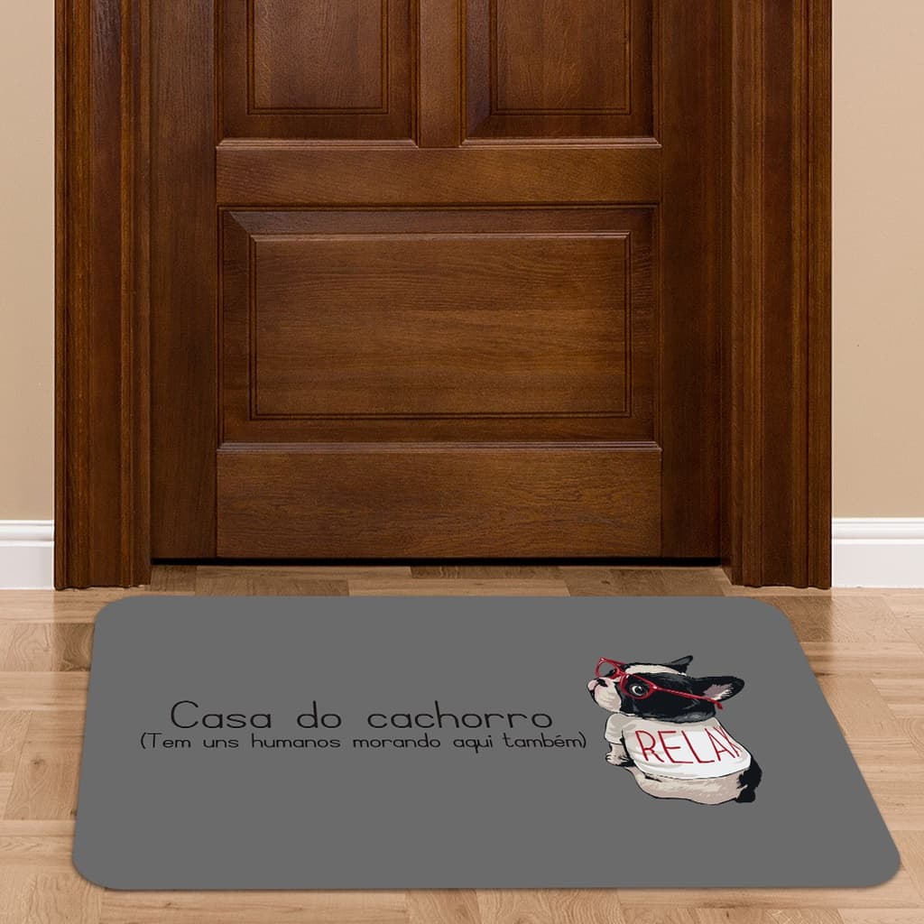 Tapete de Porta Casa do Cachorro Pets Antiderrapante Emborrachado