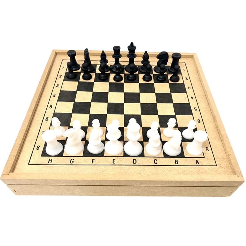 Estojo 4 em 1 xadrez dama ludo e trilha