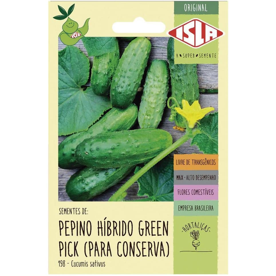 10 sementes de Pepino Híbrido Green Pick (Para Conserva)