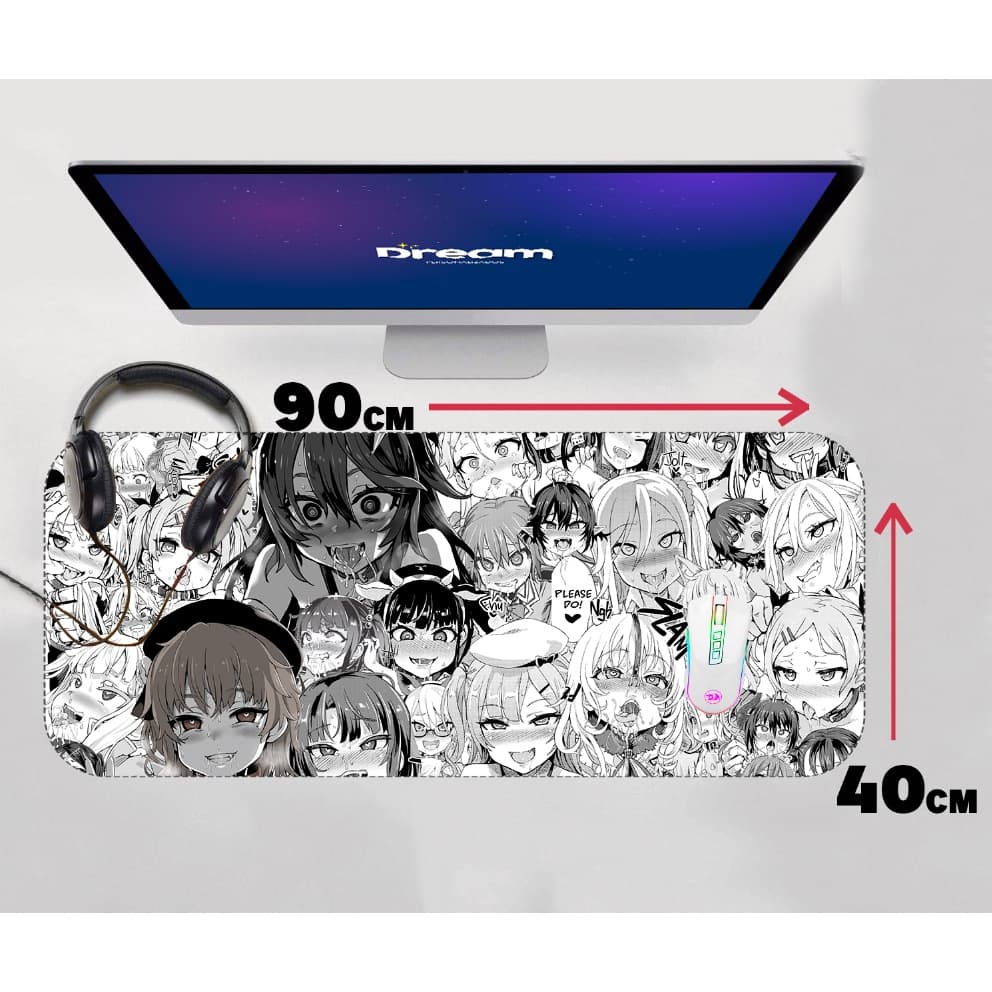 Mouse Pad Gamer Ahegao anime 90x40 70x30 60x40 Personalizado mousepad extra grande