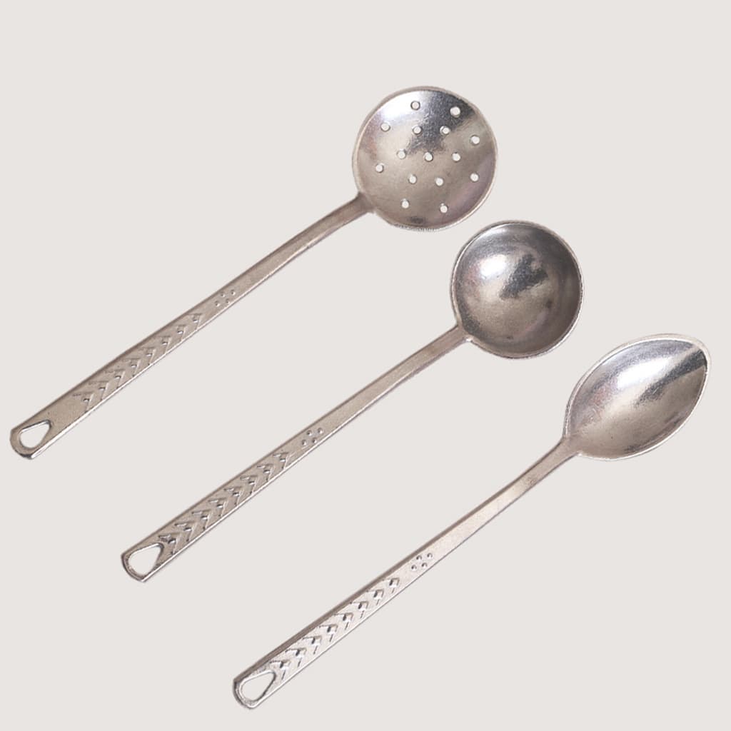 kit 3 colheres de alumínio batido fundido colher Concha escumadeira