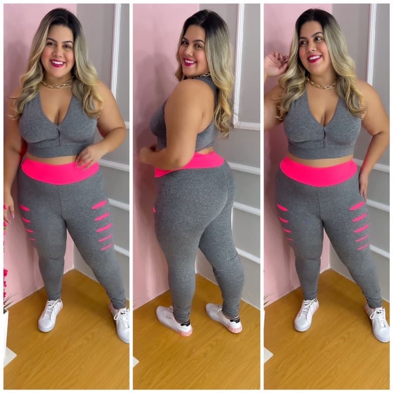 conjunto legging plus size leg detonado  legggin Mais top fitness moda aerobica academia