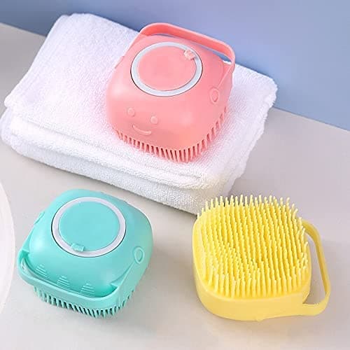 Esponja De Silicone Para Banho Com Dispenser Shampoo Sabonete Escova Pets Crianças Adultos