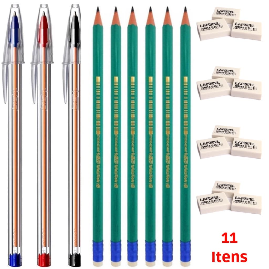 Kit Material Escolar Caneta Borracha Lápis Ensino médio Kit Completo