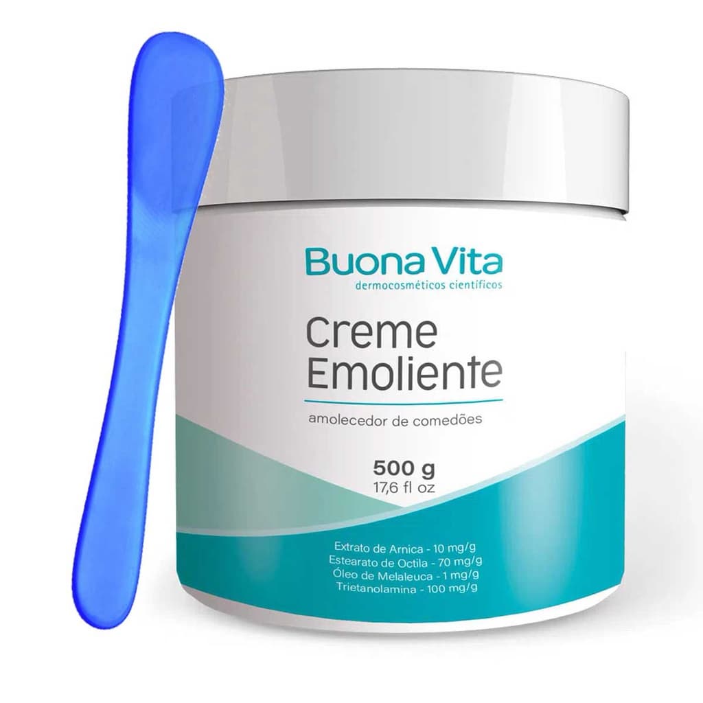 Creme Emoliente 500g Buona Vita Trietanolamina 10% Extração de Cravos, Comedões - Limpeza de Pele
