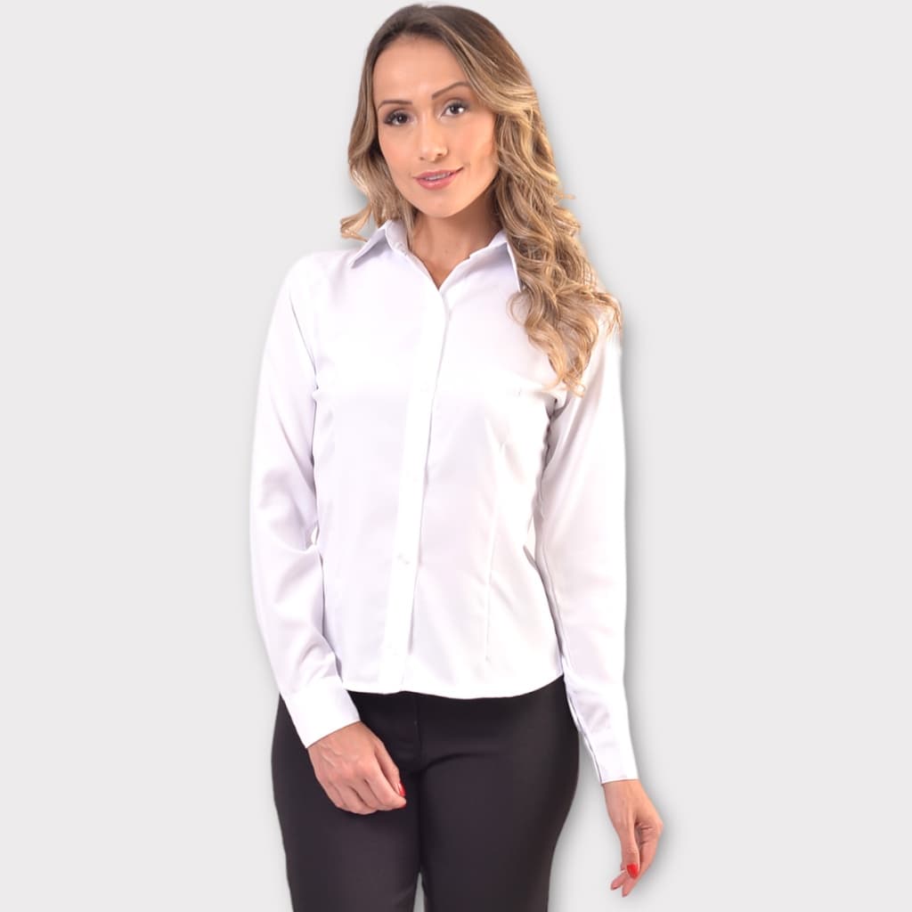 Blusão Feminino Camisete Manga Longa Social Várias Cores