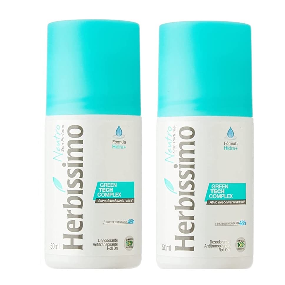 Kit Com 2 Desodorante Roll-on Herbíssimo 24h Neutro 50ml