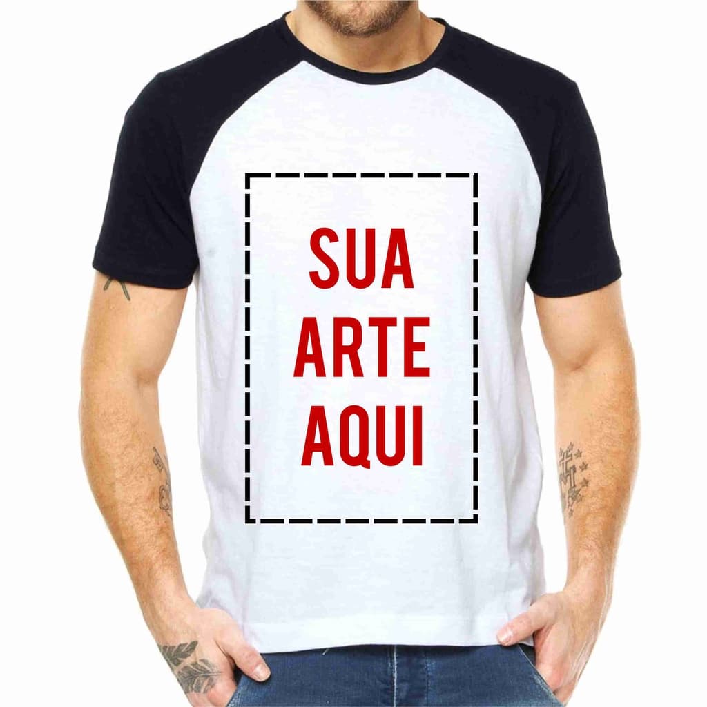 CAMISA RAGLAN PERSONALIZADA COM SUA LOGO OU FOTO