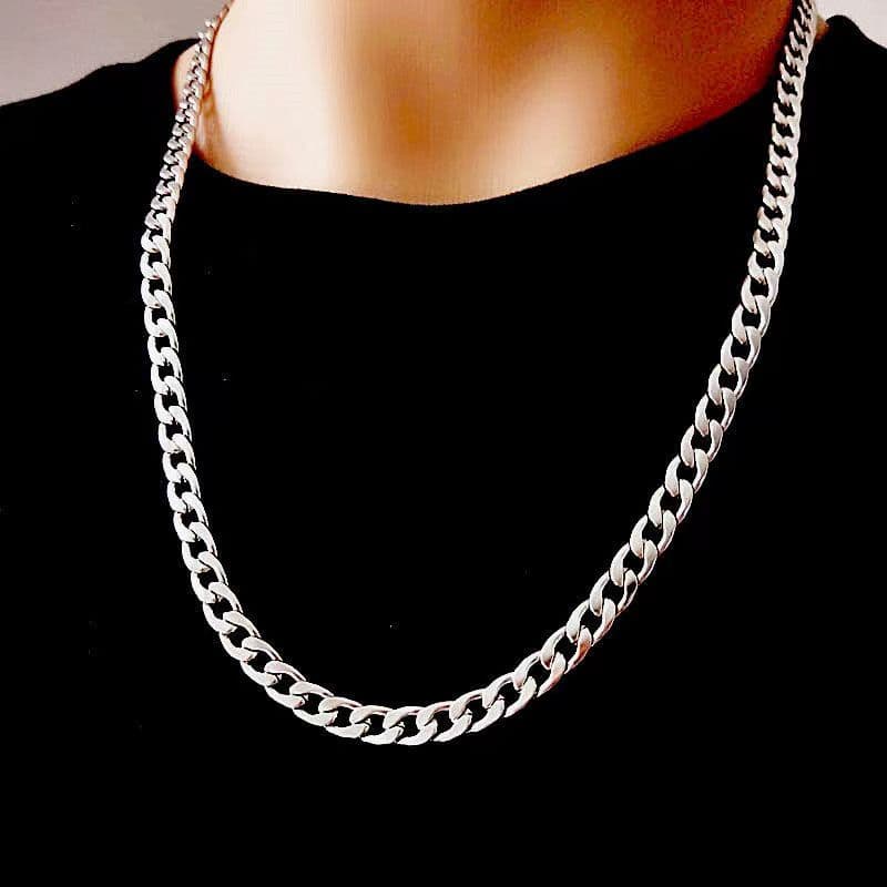 Corrente Cordão Masculino 60cm Fino Aço Inoxidável Prata 1x1