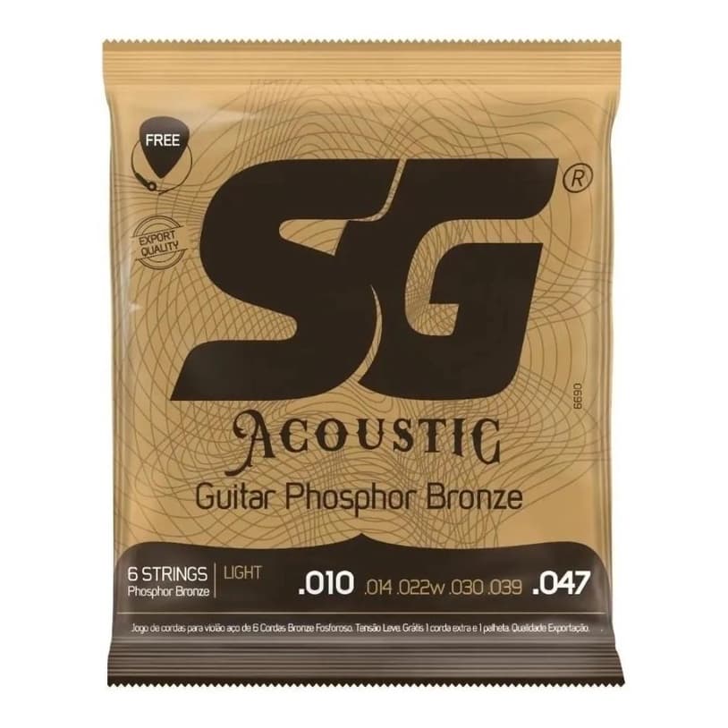 Encordoamento Sg Violão Aço 010 Fósforo Bronze Light 6690