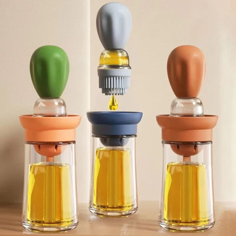 Dispenser de óleo com pincel para azeite de vidro