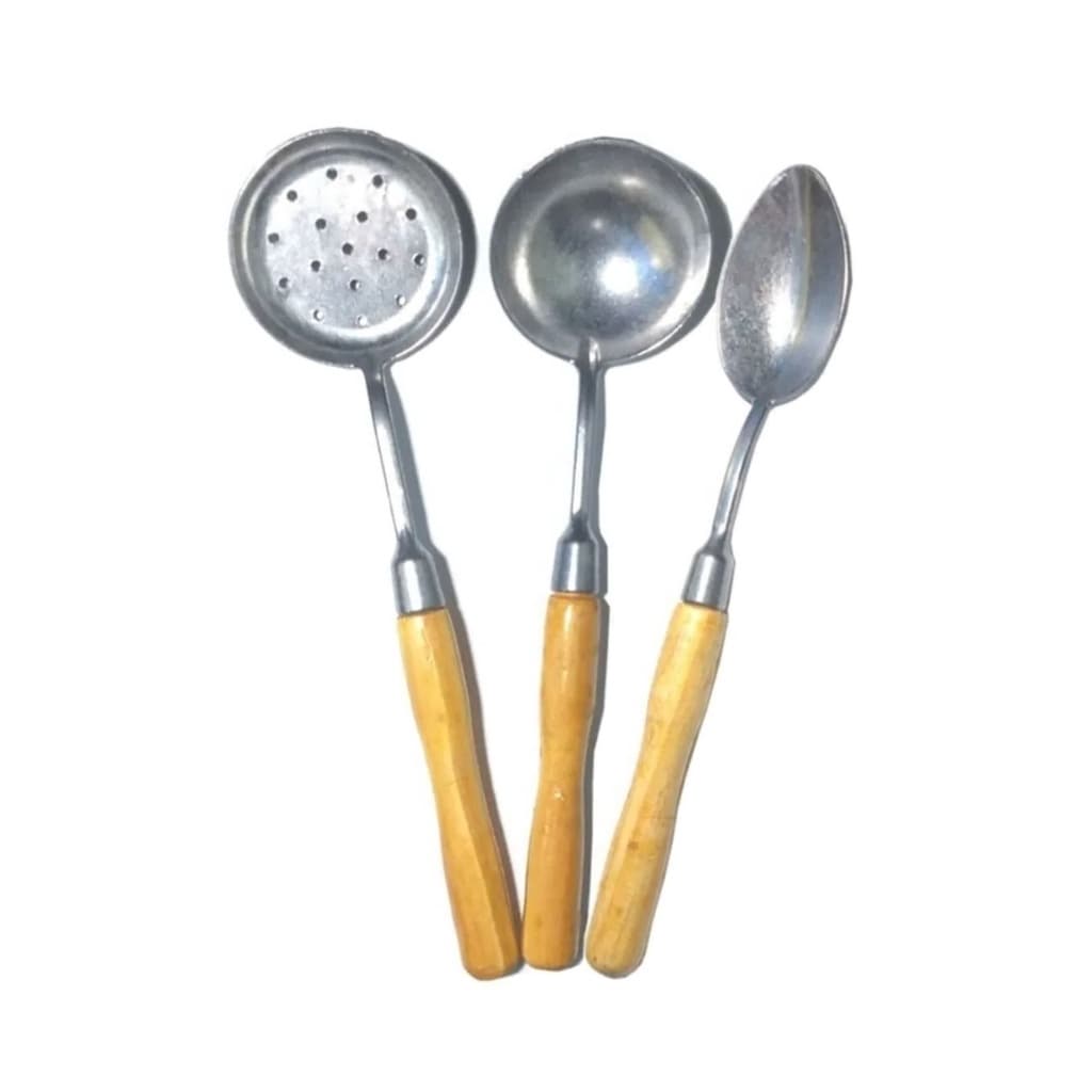 Talheres, colher, concha feijão, escumadeira, utensílios para cozinha baratos - Kit 3 unidades