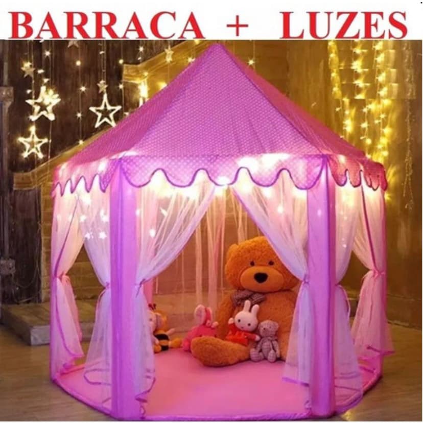 BARRACA INFANTIL TENDA CABANA CASTELO PRINCESA + LUZES LED PROMOCAOOO