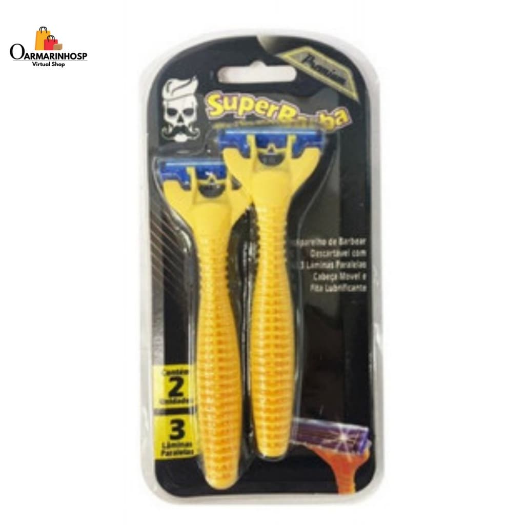Aparelho De Barbear Com 3 Lâminas Super Barba Premium 2 Unid
