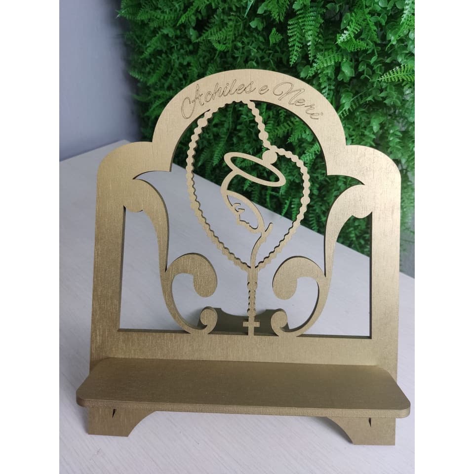 Porta Bíblias Suporte de livros leitura Fé Esperança Amor Vazado decorativo mdf 6 mm Pintura Dourado
