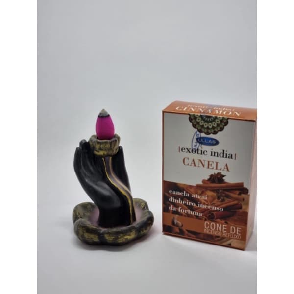 Kit Incensário Cascata Flor de Lótus + CX de Incenso Indiano Massala Canela