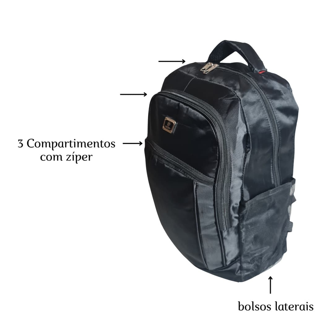 Mochila masculina preta notebook laptop