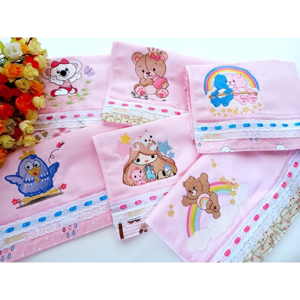 kit com 6 toalhinhas de lavabo,toalhas de boca,toalha infantil bordadas e personalizada