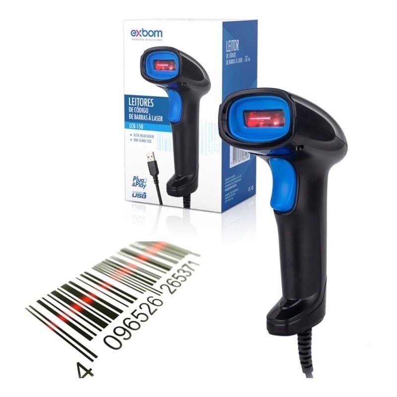 Leitor De Código De Barras À Laser Usb 1d Padrão Exbom LCB-180 Original