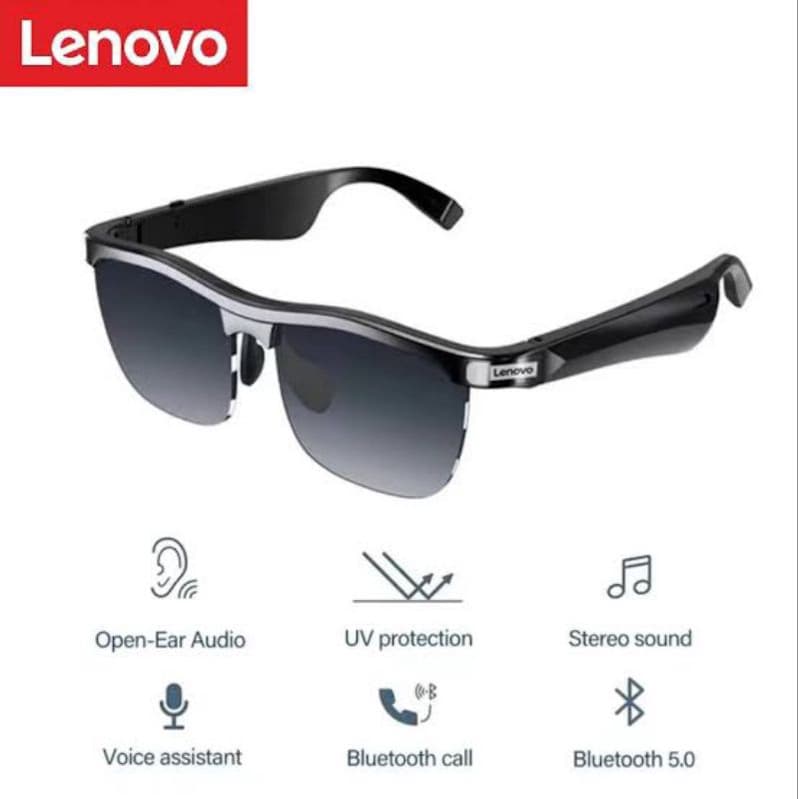 Óculos de sol Lenovo inteligente com Bluetooth proteção UV Saída de som, microfone e assistente virtual