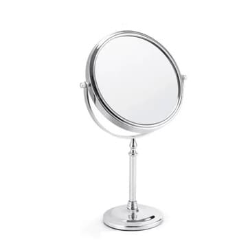 Espelho Dupla Face Mesa Maquiagem Redondo 11,5cm Amplia Em 3x