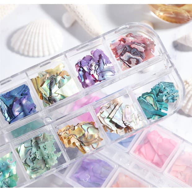 Kit 12 Kit Madrepérola Unhas Encapsuladas Decoração Concha Natural Gel Acrigel Nail Pronta Entrega
